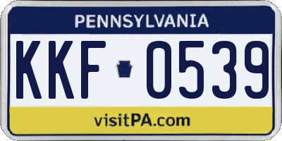 PA license plate KKF0539