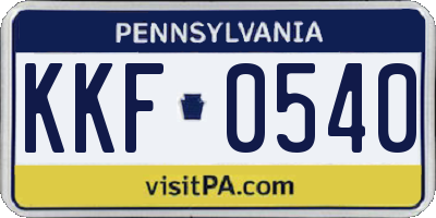 PA license plate KKF0540