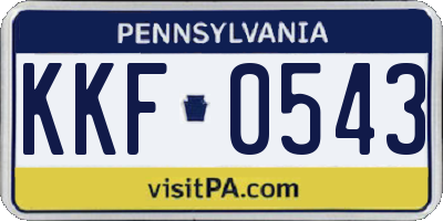 PA license plate KKF0543