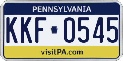 PA license plate KKF0545