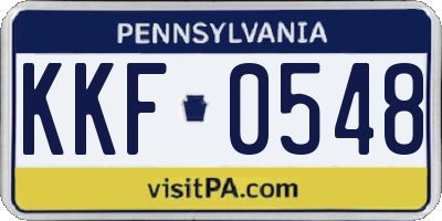 PA license plate KKF0548