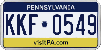 PA license plate KKF0549