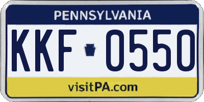 PA license plate KKF0550