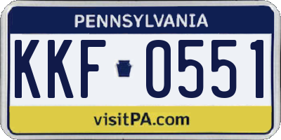 PA license plate KKF0551
