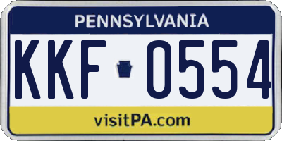 PA license plate KKF0554