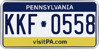 PA license plate KKF0558