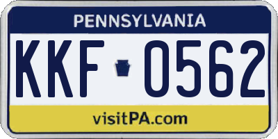 PA license plate KKF0562