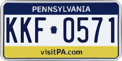 PA license plate KKF0571