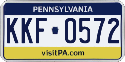 PA license plate KKF0572