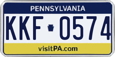 PA license plate KKF0574