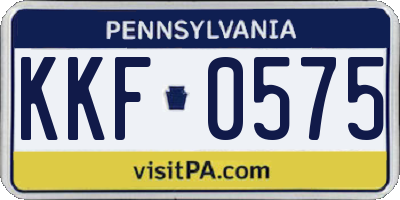 PA license plate KKF0575