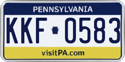 PA license plate KKF0583