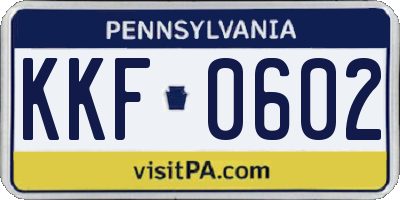 PA license plate KKF0602