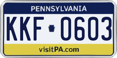PA license plate KKF0603