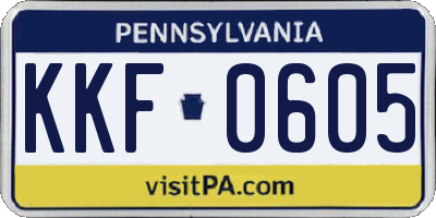 PA license plate KKF0605