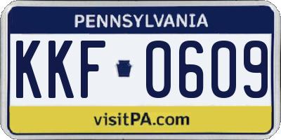 PA license plate KKF0609