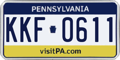 PA license plate KKF0611
