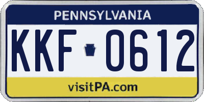 PA license plate KKF0612