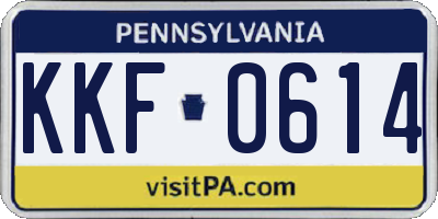 PA license plate KKF0614