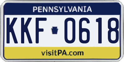 PA license plate KKF0618