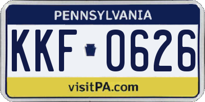 PA license plate KKF0626