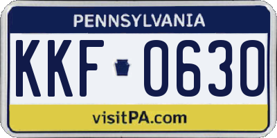 PA license plate KKF0630
