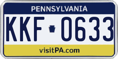 PA license plate KKF0633