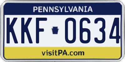 PA license plate KKF0634
