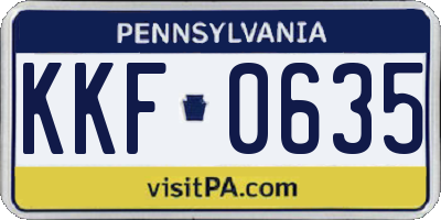 PA license plate KKF0635