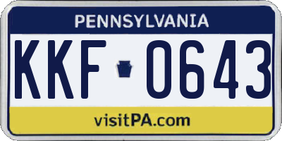 PA license plate KKF0643
