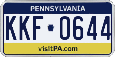 PA license plate KKF0644