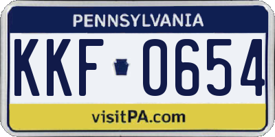 PA license plate KKF0654