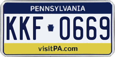 PA license plate KKF0669