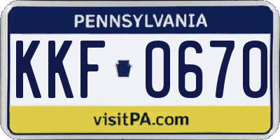 PA license plate KKF0670
