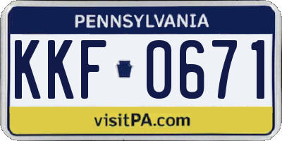 PA license plate KKF0671