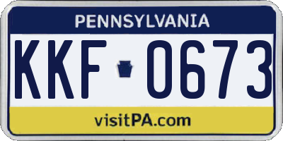 PA license plate KKF0673