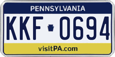 PA license plate KKF0694