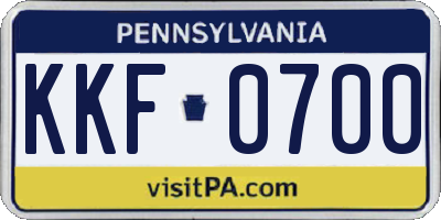 PA license plate KKF0700