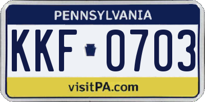 PA license plate KKF0703