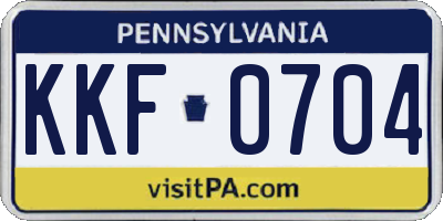 PA license plate KKF0704