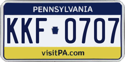 PA license plate KKF0707