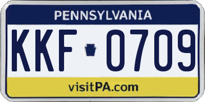 PA license plate KKF0709