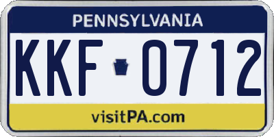 PA license plate KKF0712