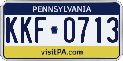 PA license plate KKF0713
