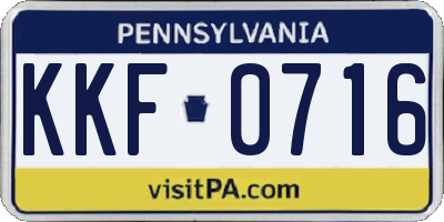 PA license plate KKF0716