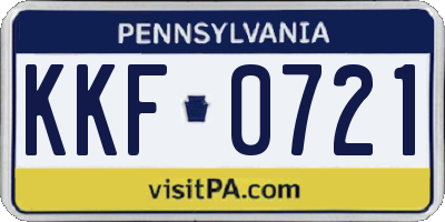 PA license plate KKF0721