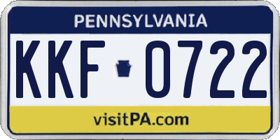 PA license plate KKF0722