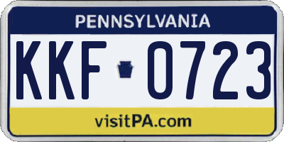 PA license plate KKF0723