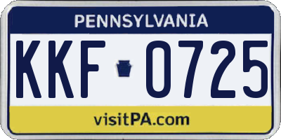 PA license plate KKF0725