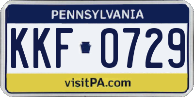 PA license plate KKF0729